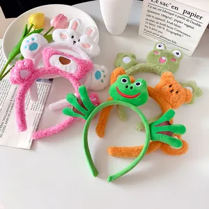 Lindas diademas de felpa para niñas con diseños de ranas, osos y conejos animados