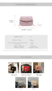 Detail showing high-quality PU leather texture and heart-shaped metal buckle on the bag
