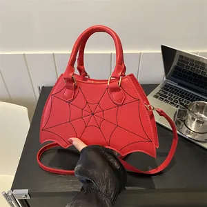 Τσάντα Χειρός από Δέρμα PU σε Σχήμα Νυχτερίδας Με Ιστό Αράχνης Γοτθική Τσάντα Χιαστί για Halloween Γυναικεία Τσάντα