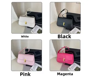 Detailed grid view of minimalist underarm bags in white, black, pink, and rose red colors