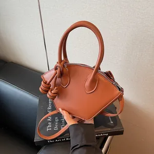 Sac à Main Vintage en Cuir PU pour Femmes Mode Forme d'Éventail Sac à Bandoulière Minimaliste Couleur Unie pour Quotidien