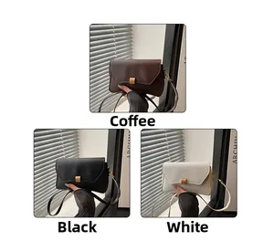 Sacs à bandoulière carrés minimalistes en marron, noir et blanc avec boucles métalliques