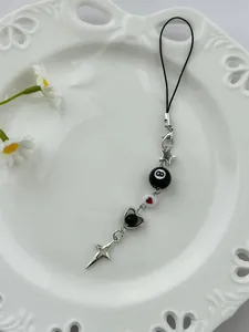 Close-up of Y2K heart and star beaded metal chain for phones and keychains