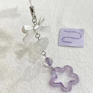 Bijou de Téléphone Artisanal Doux Nœud Nuage Étoile Perles en Résine Colorées Cordon de Sac pour Femmes Filles Accessoires Décoratifs