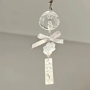 Handmade Snowflake Beaded Phone Chain Simple Cute Bag Charm With Bow Bell Flower Pendant For Women Girls Daily Accessory