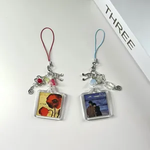 Lot de pendentifs anime en acrylique avec illustrations de fleurs pour téléphone ou sac