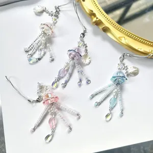 Ciondolo per Telefono con Perline a Forma di Medusa in Resina Acrilica Conchiglia Stella Portachiavi per Donna Ragazze Accessori per Borse