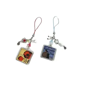 Pendentifs de style anime avec perles étoiles et illustrations pour sacs et téléphones