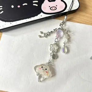 Creative jellyfish ocean series phone charm with cute resin cloud and metal star charms