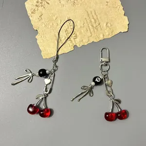 Catena per Telefono a Forma di Ciliegia in Stile Ins Pendaglio per Borsa Y2K Lega Resina Cuore Farfalla Ciondolo Pallina da Biliardo per Donna Accessori di Moda