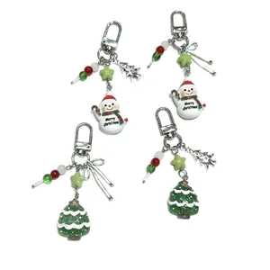 Set de porte-clés bonhomme de neige et sapin de Noël avec perles et breloques festives