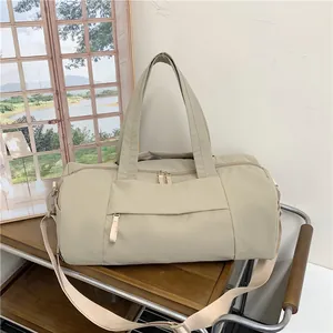 Women Large Capacity Oxford Cloth Duffel Bag Solid Color Waterproof Yoga Fitness Handbag Travel Shoulder Bag Daily Leisure Tote