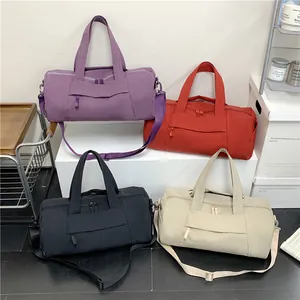Minimalist winter nylon tote bags in four colors with adjustable shoulder straps