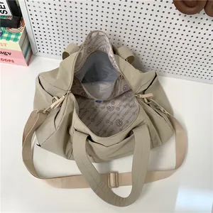 Spacious khaki winter leisure tote bag with inner lining and adjustable strap