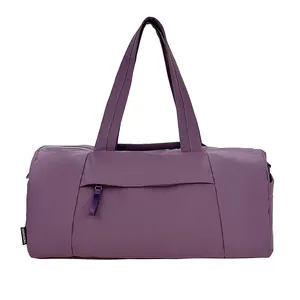 Minimalist purple nylon tote bag for yoga and fitness with reinforced top handles