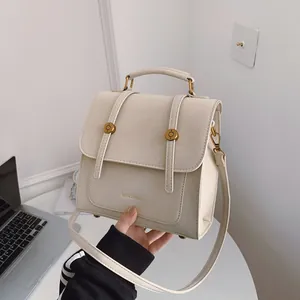 Zaino Vintage in Pelle PU per Donna Moda Cuciture a Contrasto Piccola Borsa Quadrata Borsa a Mano Retro Con Ciondolo Cane Borsa a Spalla Casual