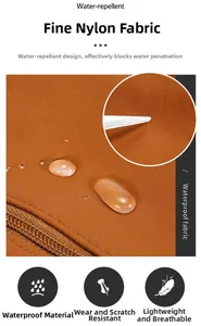 Water-repellent and scratch-resistant brown nylon fabric detail of a travel bag
