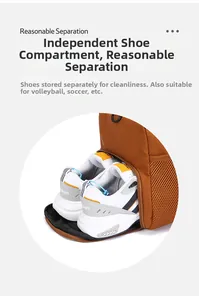 Travel bag detail showing the separate shoe compartment for organized storage