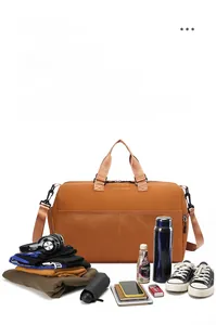 Orange multifunctional travel bag showing large capacity storage with clothes and shoes