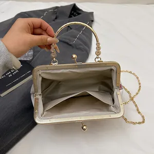 Winter 2025 retro Chinese embroidery handbag with floral patterns and gold chain
