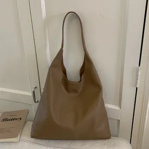Women Large Capacity Litchi Pattern PU Leather Tote Bag With Inner Pouch Minimalist Bucket Shoulder Bag For Daily Commute
