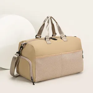 Durable Nylon Travel Bag Large Capacity Sports Fitness Duffle Bag With Independent Shoe Compartment Luggage Trolley Sleeve