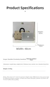 Detailed dimensions of beige oxford fabric travel bag 48x25x25cm with weight info