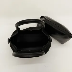 Ensemble de sacs à main minimalistes en daim noir avec pochette intérieure à fermeture éclair