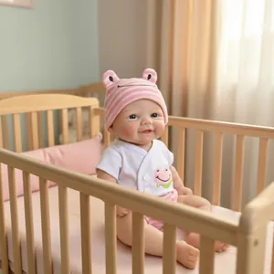 Lifelike 12 inch pink frog Reborn baby doll with realistic silicone skin and blue eyes