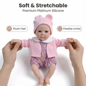 Bambola Reborn realistica da 12 pollici in morbido silicone platino con fiori