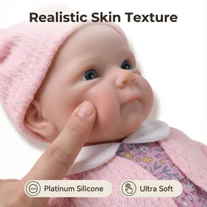 Bambola Reborn realistica 30 cm con vestito a fiori rosa in silicone platino ultra morbido