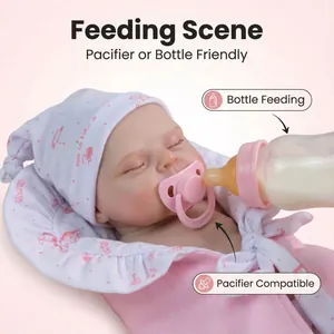 12-inch realistic solid silicone reborn baby doll with pink feeding accessories