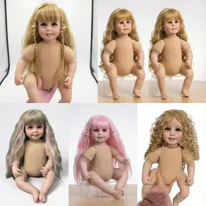 55cm Realistic Reborn Baby Doll Vinyl Limbs Soft Cloth Body Smiling Nude Doll For Kids Gift DIY Dress Up Toy Without Clothes