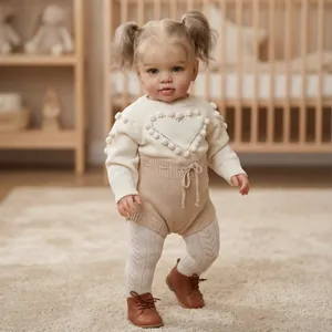 Realistic Reborn Baby Doll Hand Rooted Hair Multiple Layer Painting Vinyl Soft Cloth Body Lifelike Toddler Toy Gift Kids