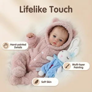 Lifelike 49cm Reborn Doll Meadow with 3D hand-painted skin details and plush pink outfit