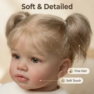 26-inch lifelike reborn baby doll Pippa with soft golden twin tails and detailed soft skin
