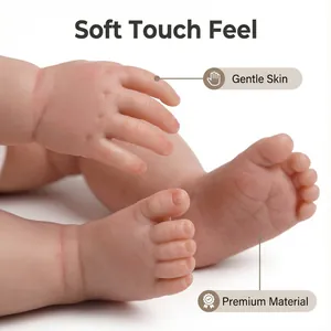 Detailed skin texture of 17-inch reborn doll with realistic soft vinyl hands and feet