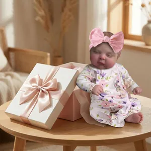 19-inch lifelike sleeping reborn baby doll with floral rabbit print outfit and gift box