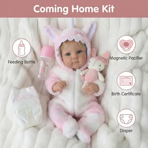Poupée Reborn Bettie 18 pouces avec tenue licorne en peluche rose et accessoires