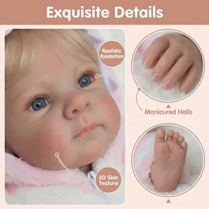 Poupée reborn 18 pouces réaliste avec texture de peau 3D et tenue licorne en peluche