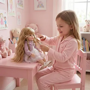 22-inch lifelike reborn doll Betty with purple cardigan, tulle dress and hairbrush