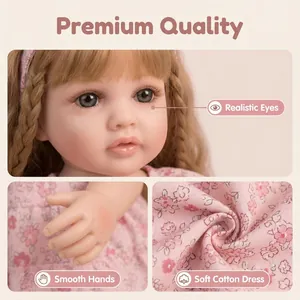 Realistic 22 inch reborn baby doll Betty with floral dress and detailed facial features