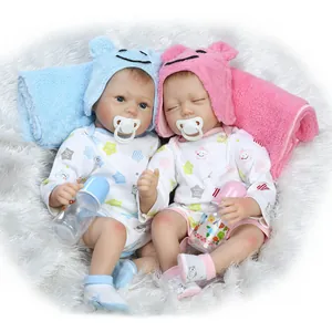 55cm Lifelike Reborn Baby Doll Silicone Limbs Soft Cloth Body Realistic Infant Toy With Hat Romper Pacifier Bottle For Kids