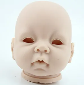 Detailed view of DIY doll head mold in soft silicone with realistic facial features