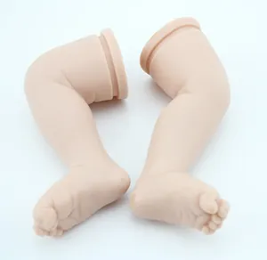 Detailed view of realistic silicone reborn baby doll legs with skin folds for DIY assembly