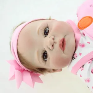 Realistic Reborn Baby Girl Doll Full Body Silicone Waterproof Bathing Doll With Mohair Hair Pink Cupcake Outfit Kids Gift