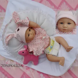 Realistic Reborn Baby Doll Full Silicone Body Pink Rabbit Outfit With Pacifier Bottle Toy For Children Education Role Play Gift