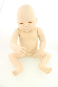 Detailed view of the unpainted light skin reborn doll kit with head and full limbs