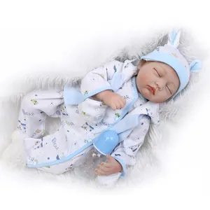 Realistic Soft Silicone Reborn Baby Doll Sleeping Infant With Bear Pattern Clothing Nursing Bottle And Pacifier Toy For Kids