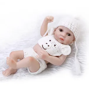 Realistic Mini Simulation Baby Doll Soft Silicone Reborn Baby Doll With Handmade Knitted Pig Face Outfit For Kids Play